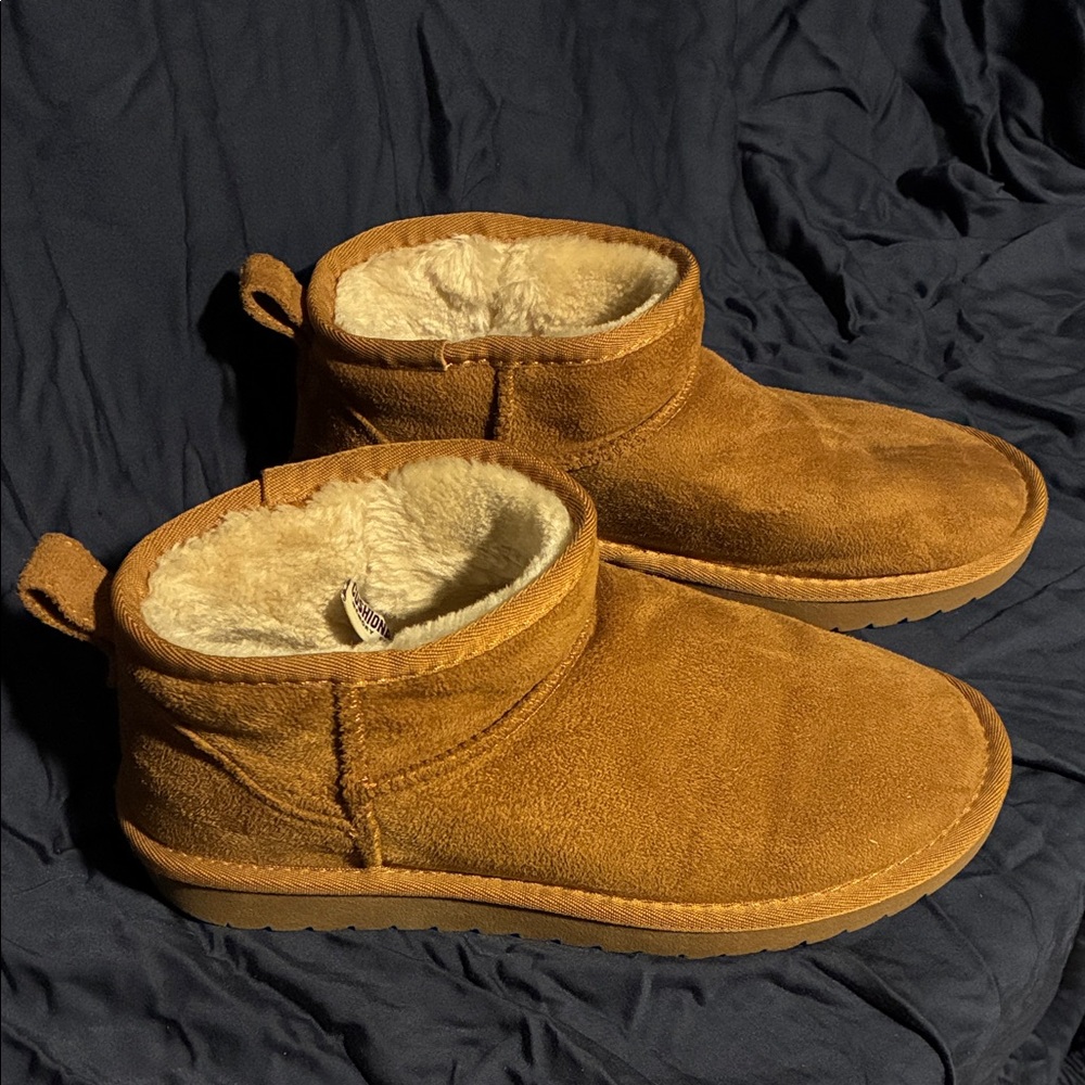 Warm Tan Suede Ankle Boots